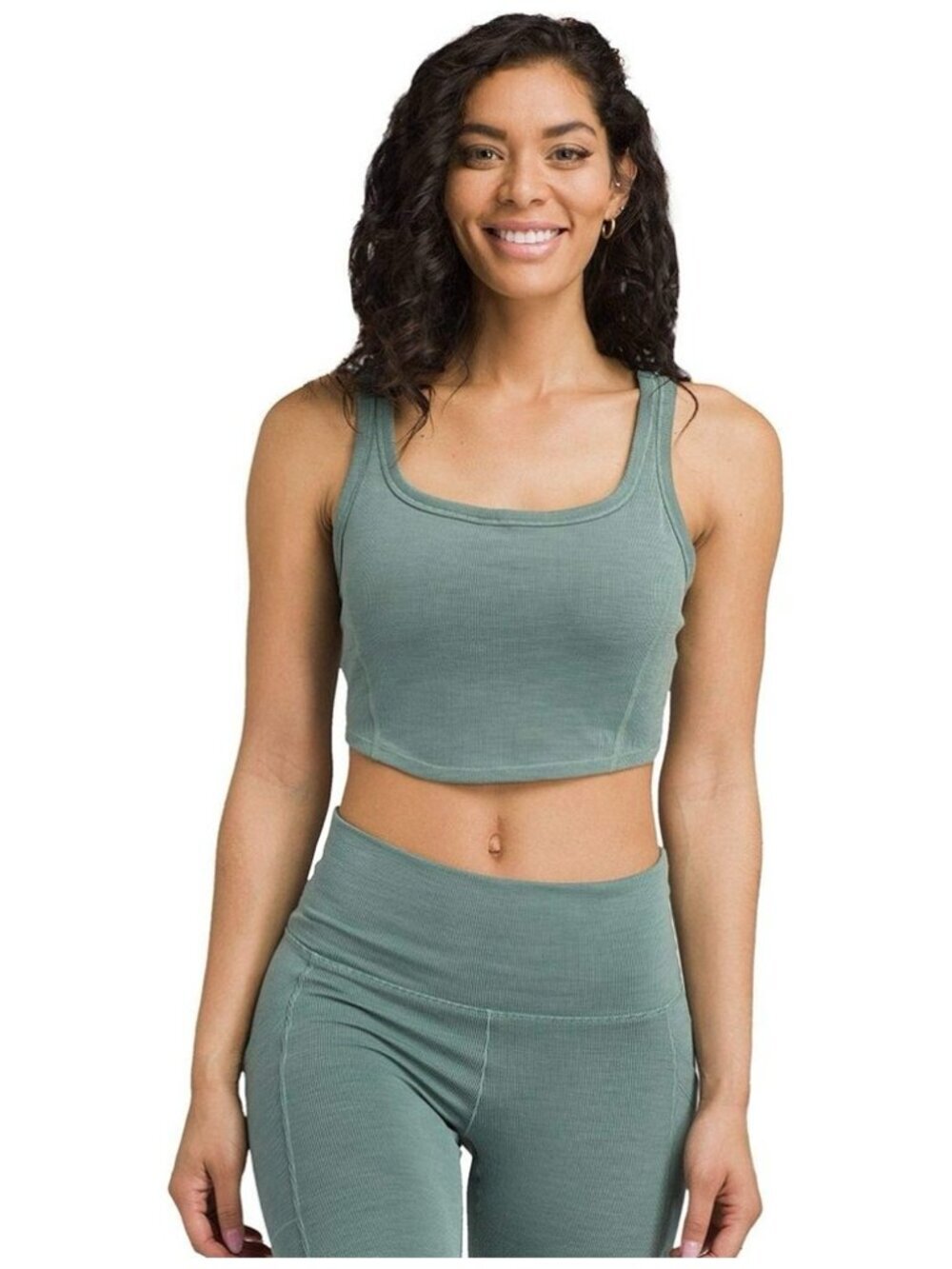 prAna Becksa Bralette Size Medium Dusty Aloe Heather Ribbed‎ Yoga